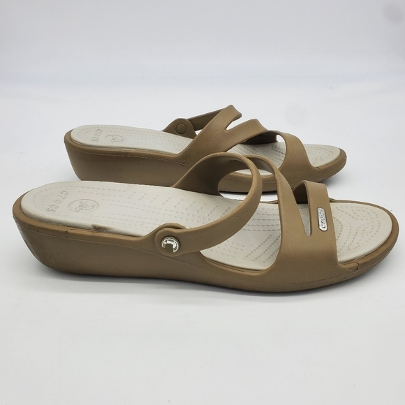Crocs Patricia Mini Wedge 10386 Women's 11 Shoes Strappy Slip On Sandals - Picture 6 of 9
